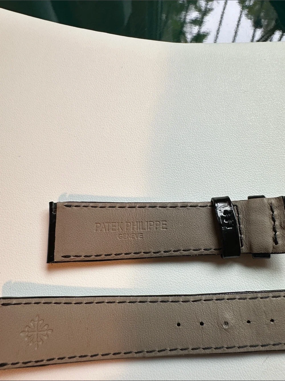 Patek Philippe Glossy Black Crocodile-Style Leather Watch Strap